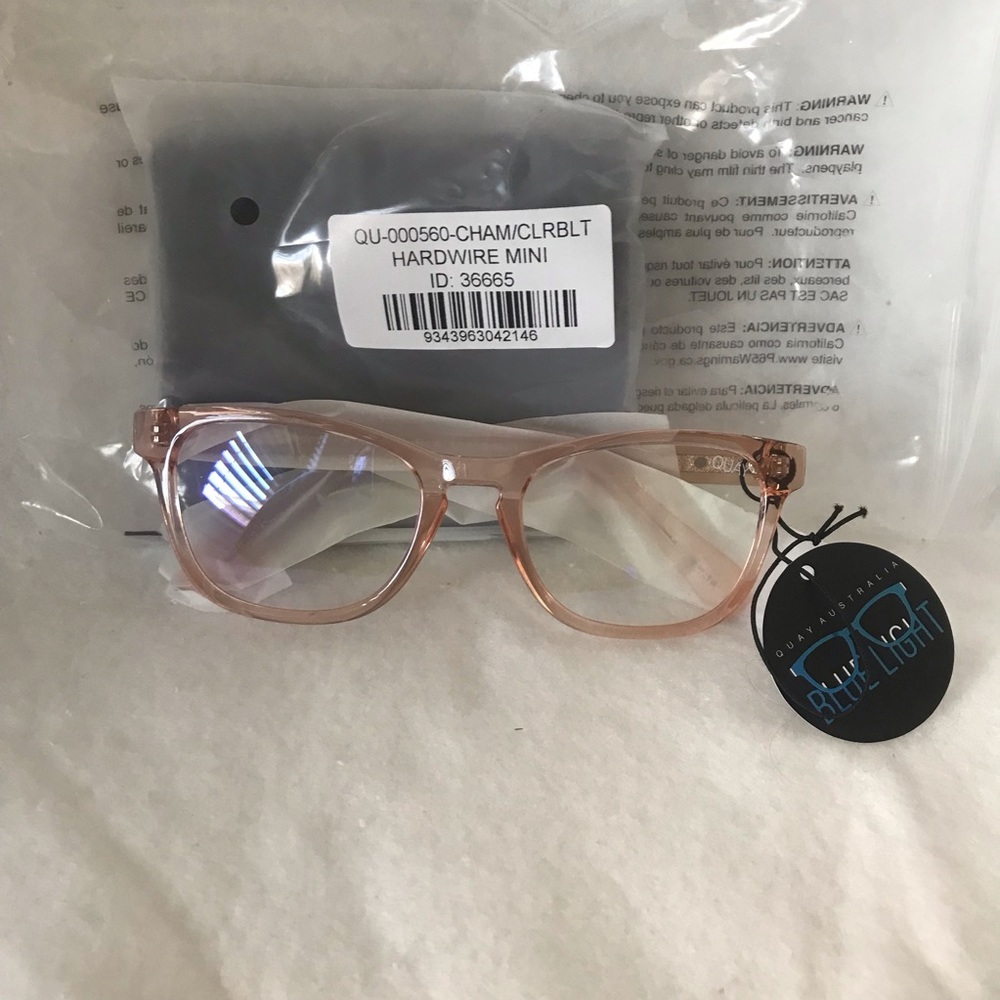 Quay Hardwire Mini Blue Light Glasses Champagne